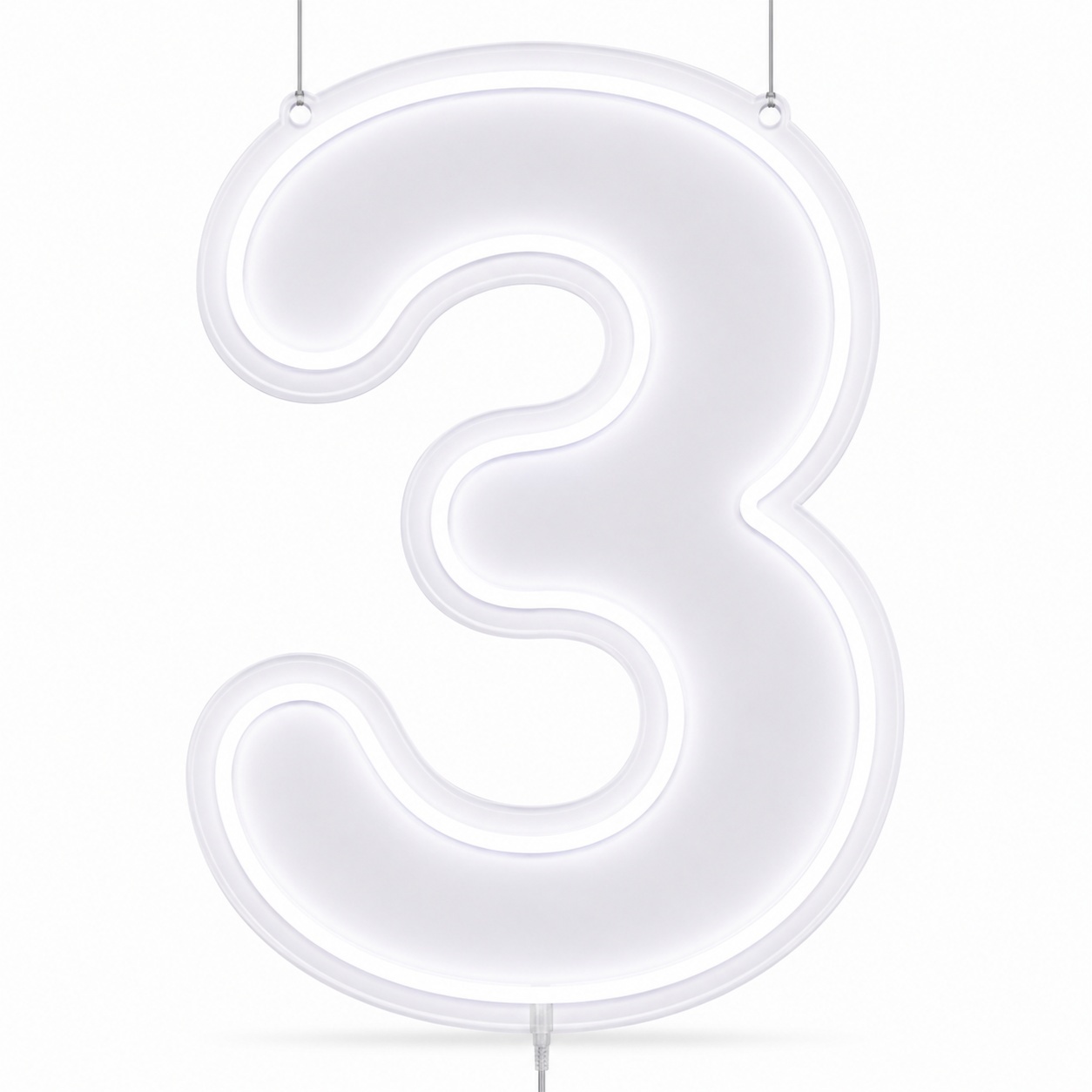 Número 3 | Branco Frio - ArtePOP_locacao_neonled