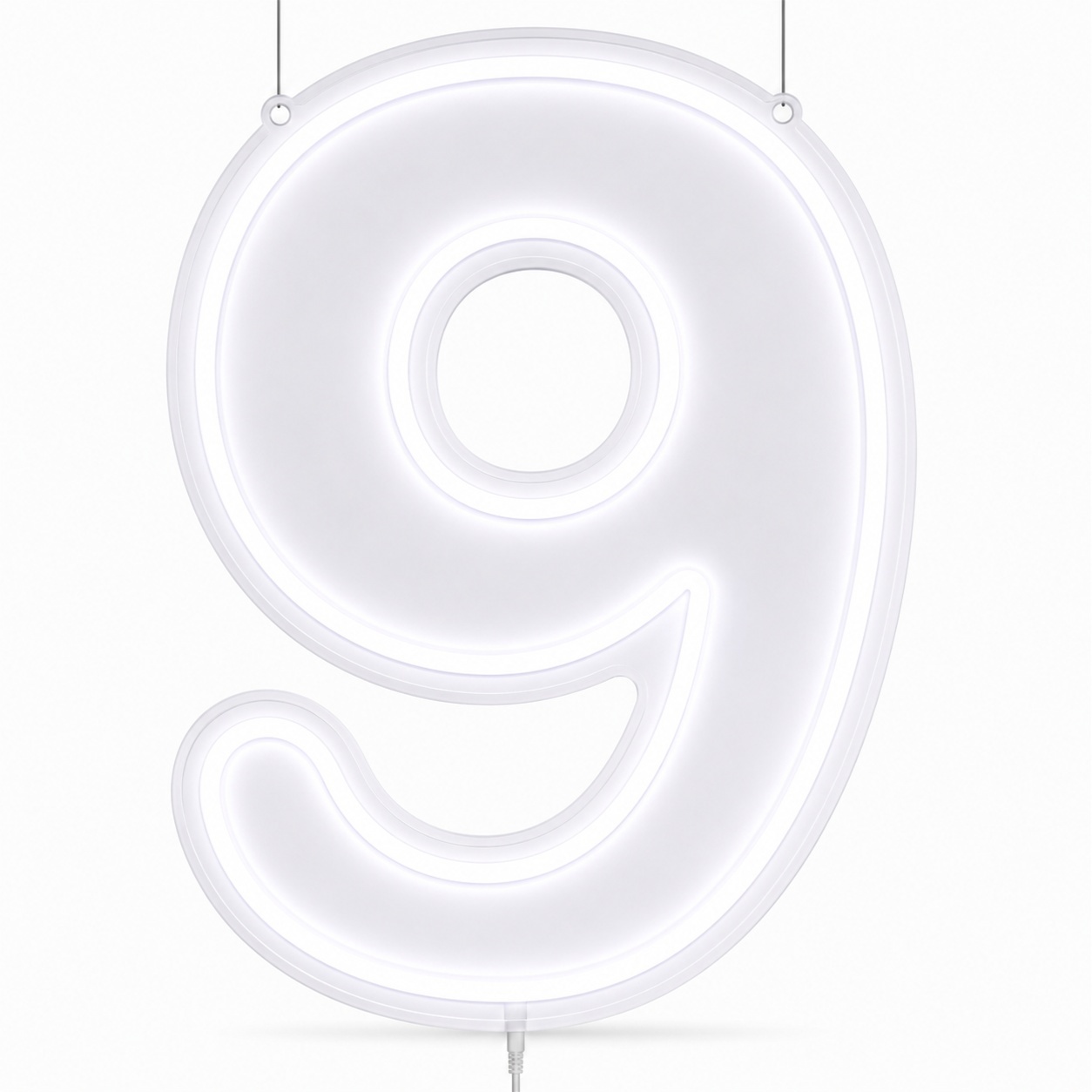 Número 9 | Branco Frio - ArtePOP_locacao_neonled