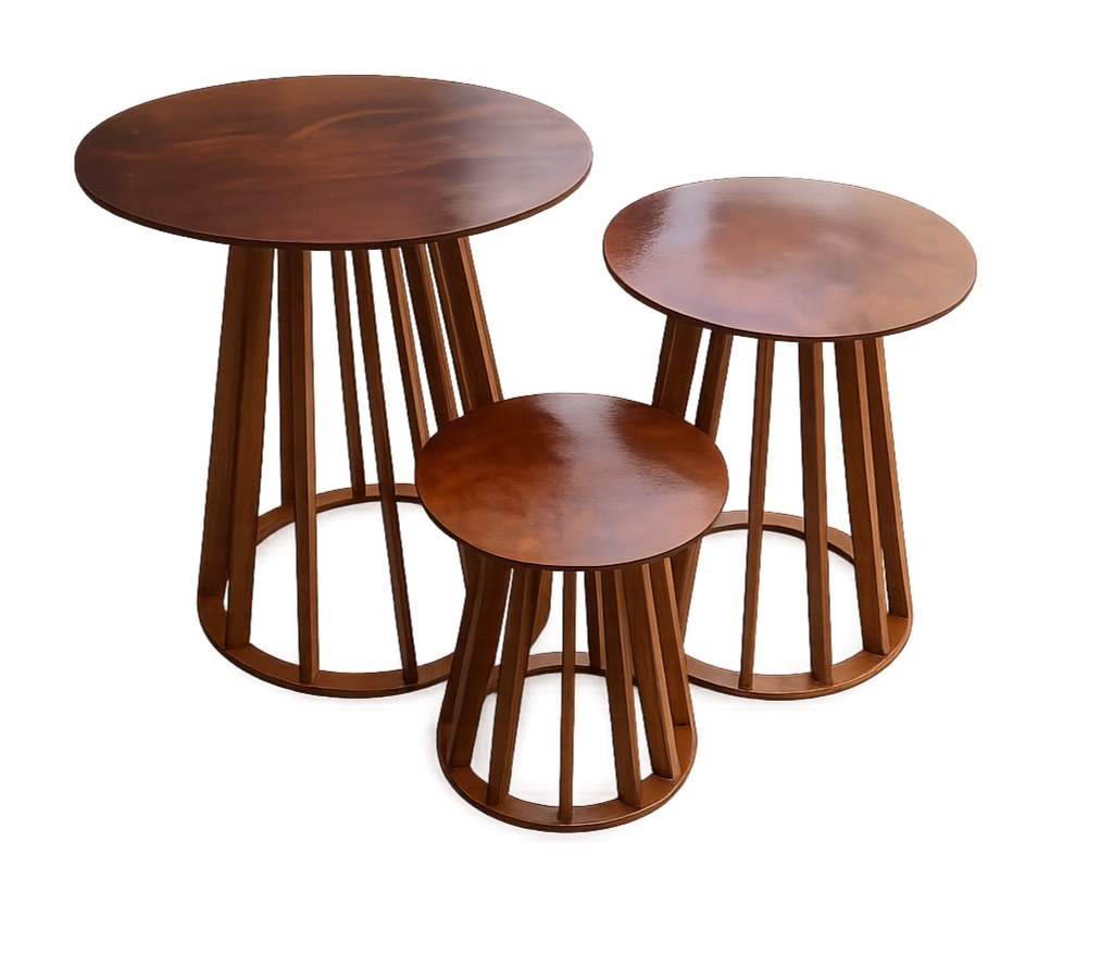 Trio de Mesas Rústicas - Sileni Rocha decorações