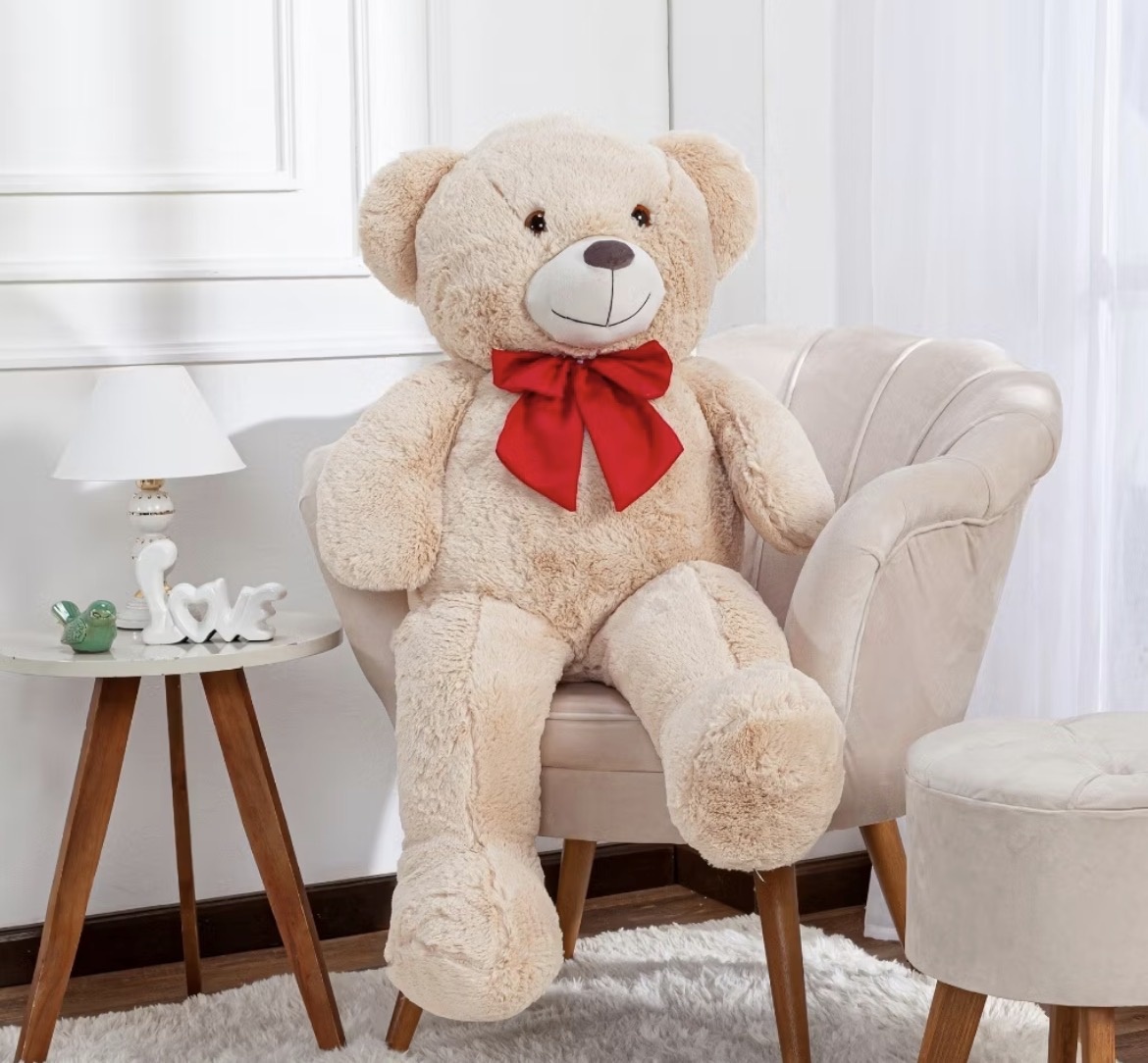 Urso de Pelúcia 90 Cm Bege - Sileni Rocha decorações