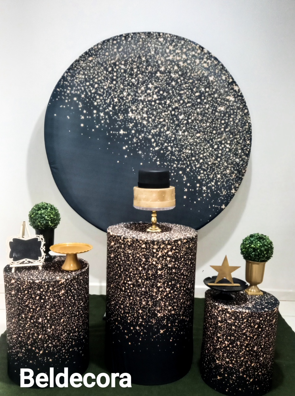 Preto Com Gliter Dourado Bronze - Bel Decora Pegue e Monte