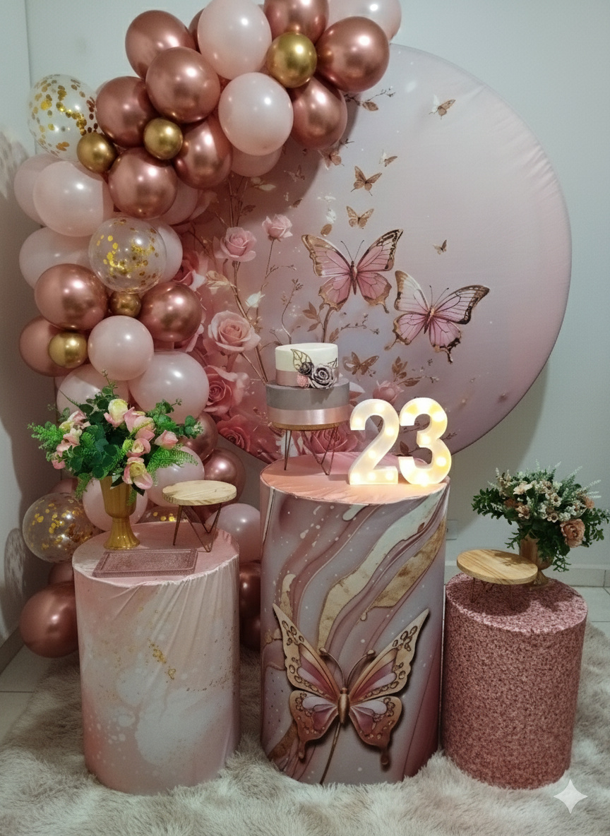 Kit Borboleta Rosé Prata - Bel Decora Pegue e Monte