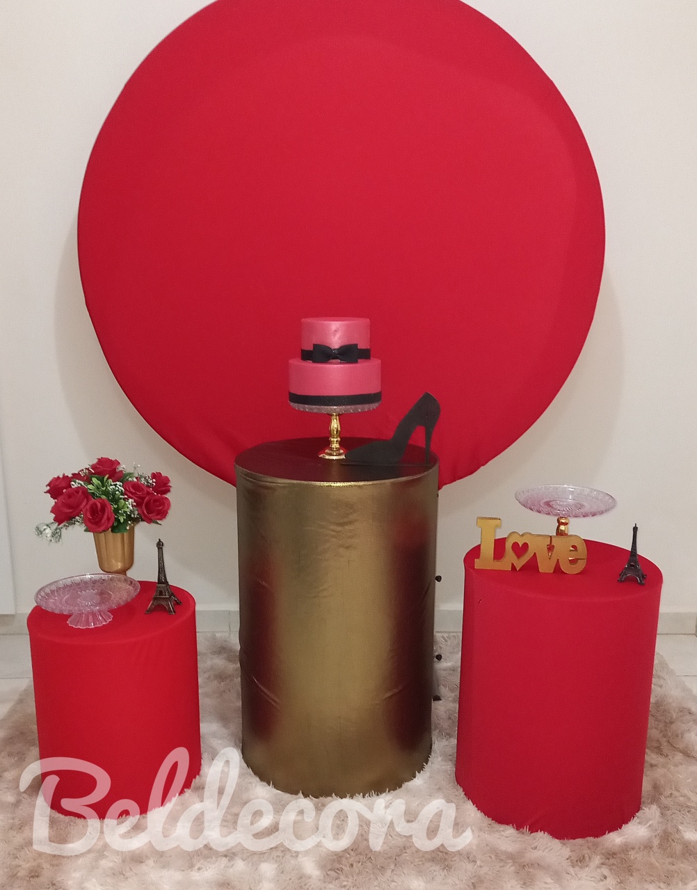 Vermelho Com Dourado Bronze - Bel Decora Pegue e Monte