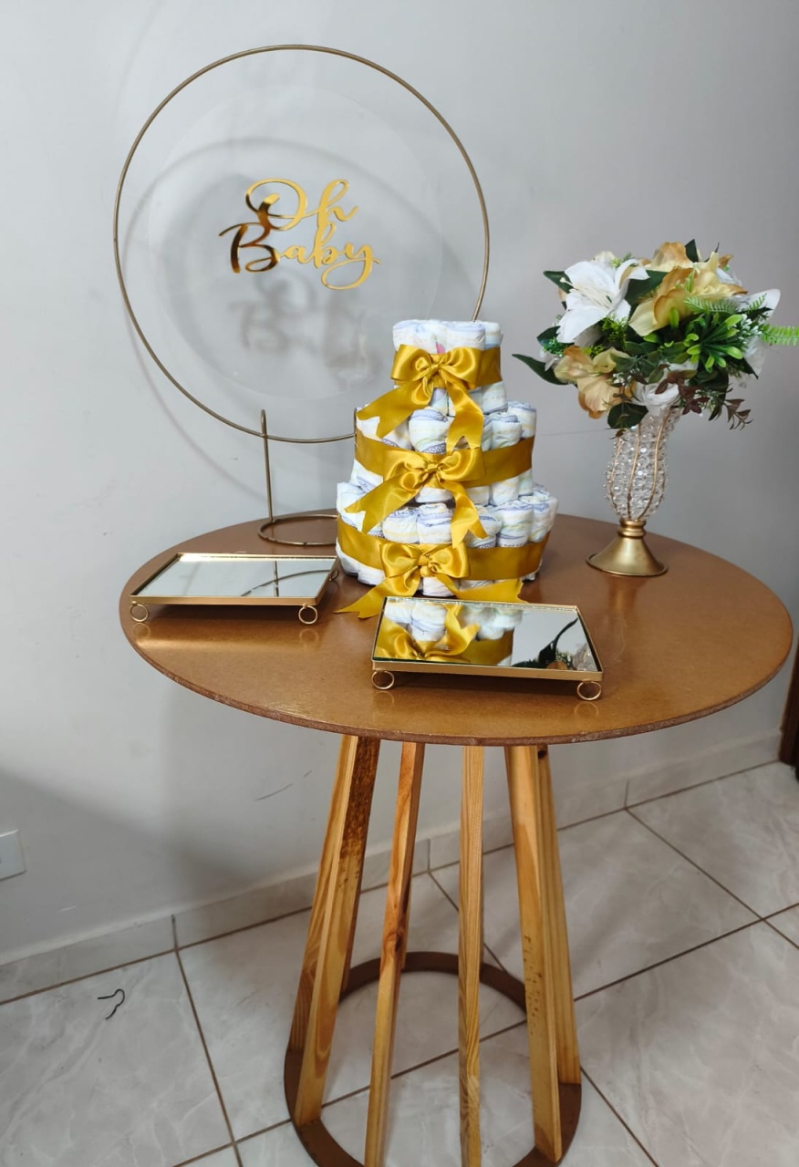 Mini Decoração de Mesa Oh Baby Com Peças Espelhadas - Bel Decora Pegue e Monte