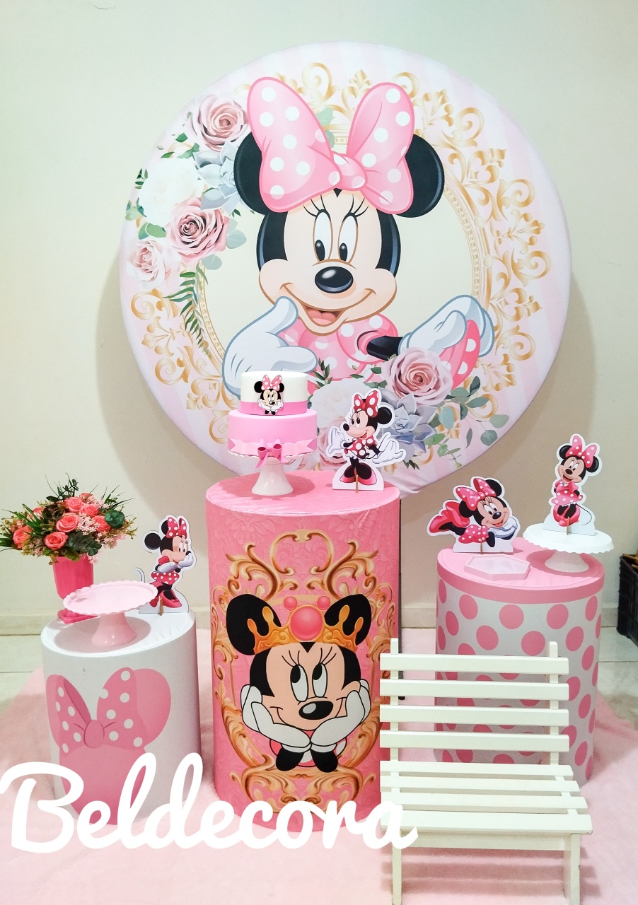 Minnie Mouse Com Banquinho - Bel Decora Pegue e Monte