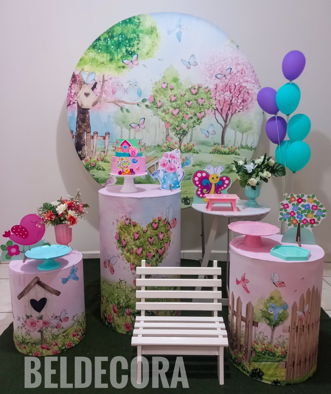 Kit Jardim Encantado Com Banquinho - Bel Decora Pegue e Monte