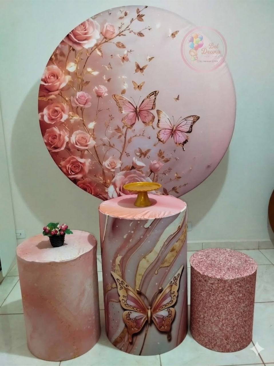 Kit Borboleta Rosé Básico - Bel Decora Pegue e Monte