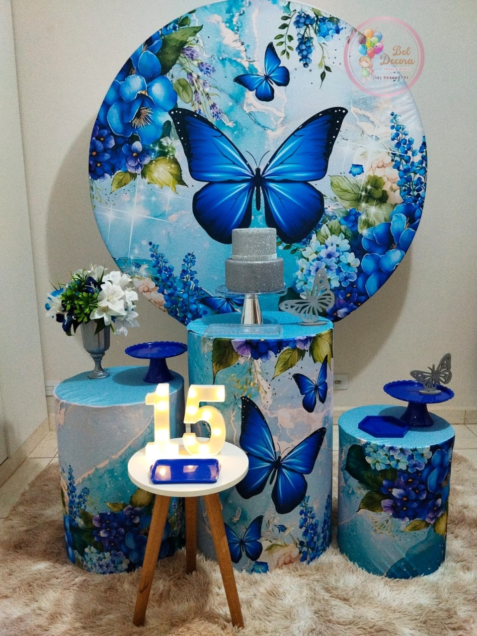 Kit Borboleta Azul - Bel Decora Pegue e Monte