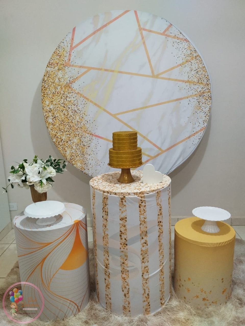 Kit Casamento/Noivado Gliter Dourado Bronze - Bel Decora Pegue e Monte