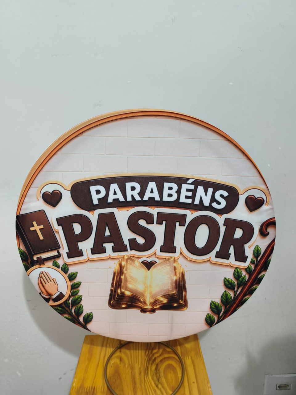 Capa Painel 50X50 Parabéns Pastor - Bel Decora Pegue e Monte