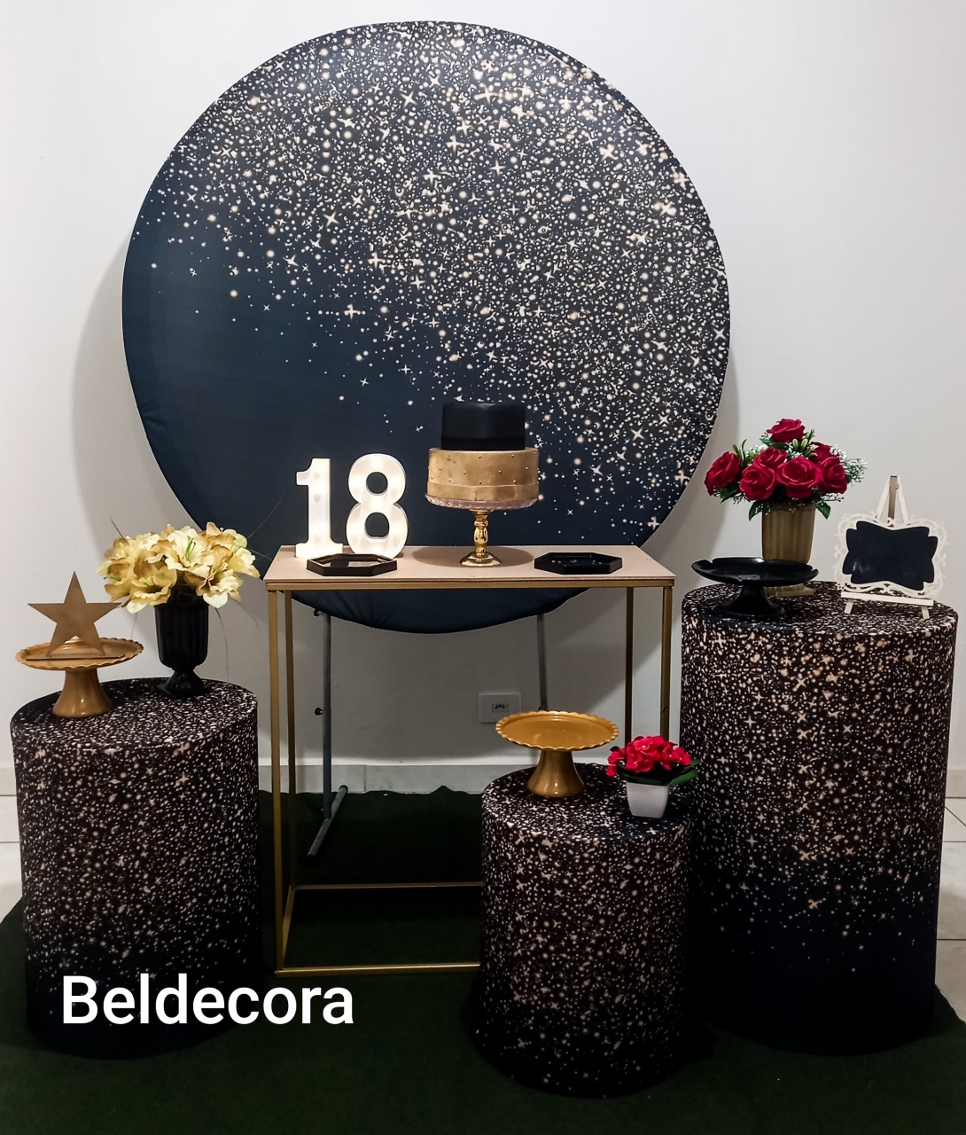 Preto Com Gliter Dourado Prata - Bel Decora Pegue e Monte