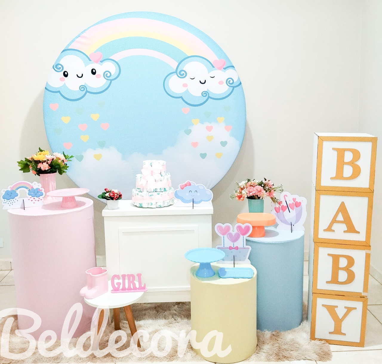 Kit Chuva de Amor Ouro - Bel Decora Pegue e Monte
