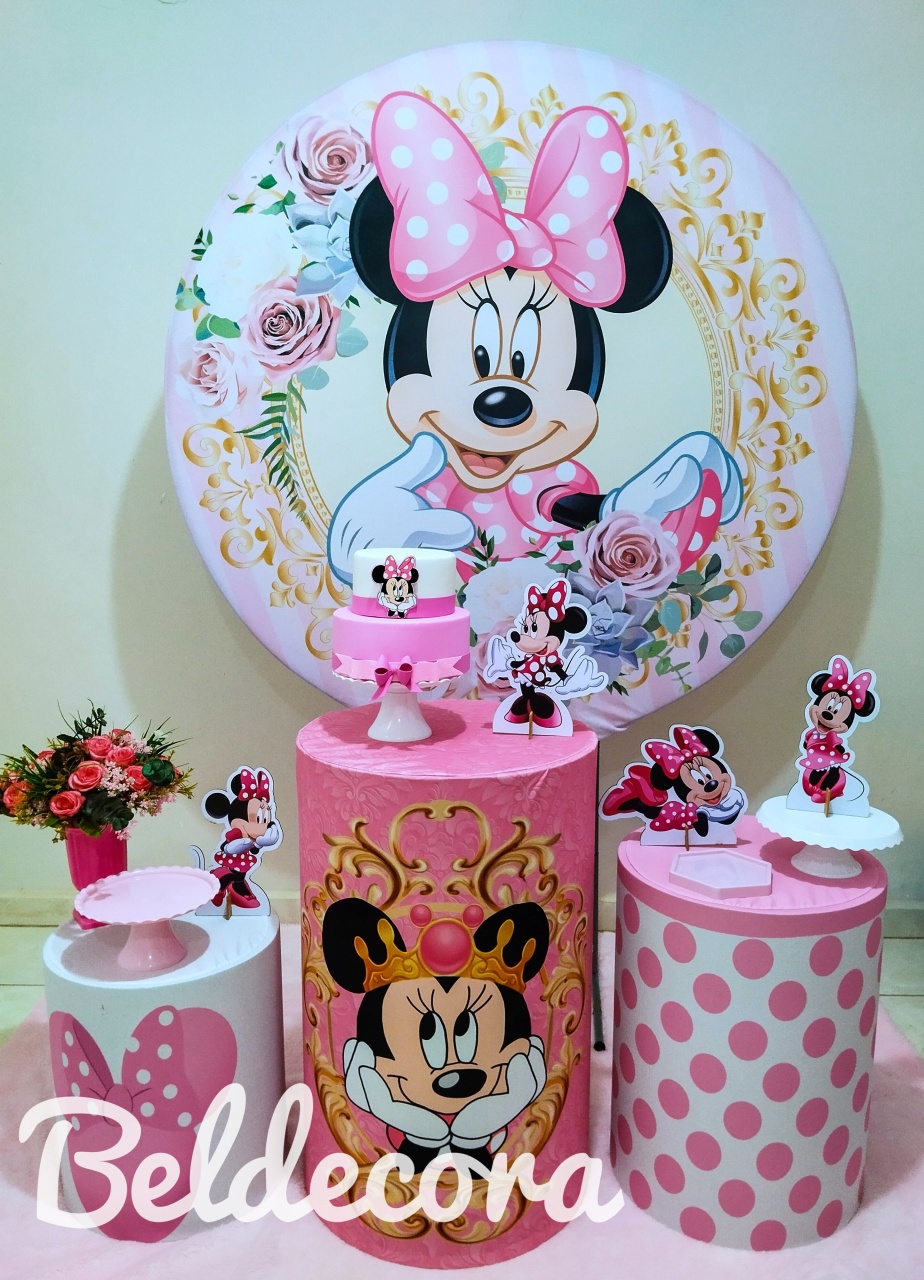 Minnie Mouse Rosa Bronze - Bel Decora Pegue e Monte