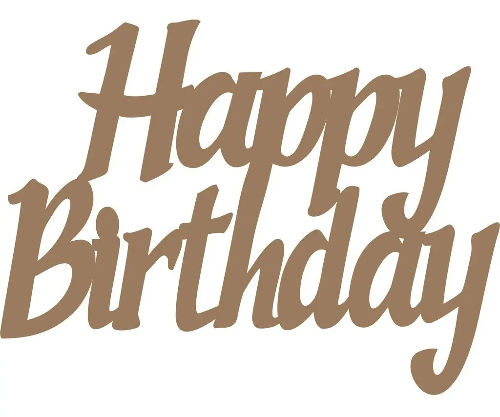 Palavra Happy Birthday Mdf Letreiro Festa 60X45 Cm Dourado - Bel Decora Pegue e Monte