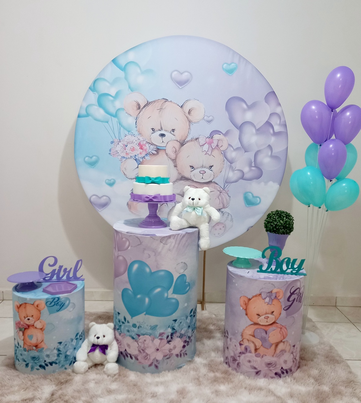 Chá Revelação Lilas Com Verde - Bel Decora Pegue e Monte