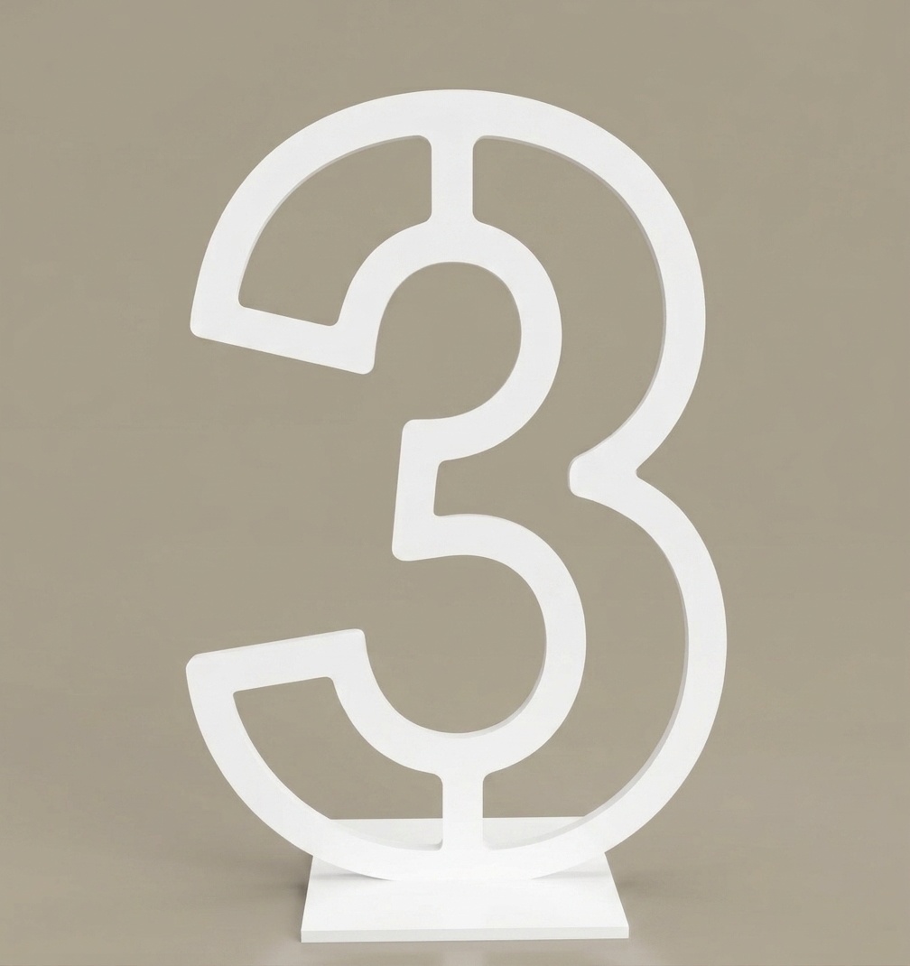 Numero 3 Mdf 60 Cm - Bel Decora Pegue e Monte