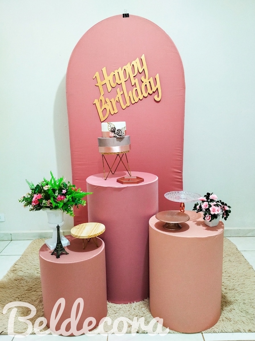 Painel Romano Rosé Com Cilindros - Bel Decora Pegue e Monte