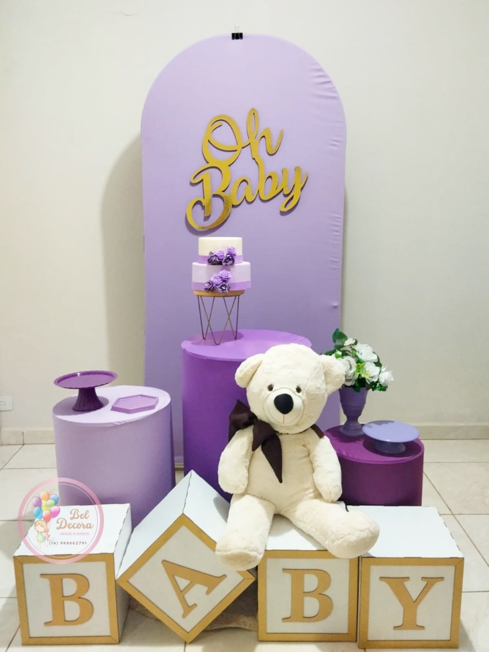 Chá de Bebê Lilas - Bel Decora Pegue e Monte