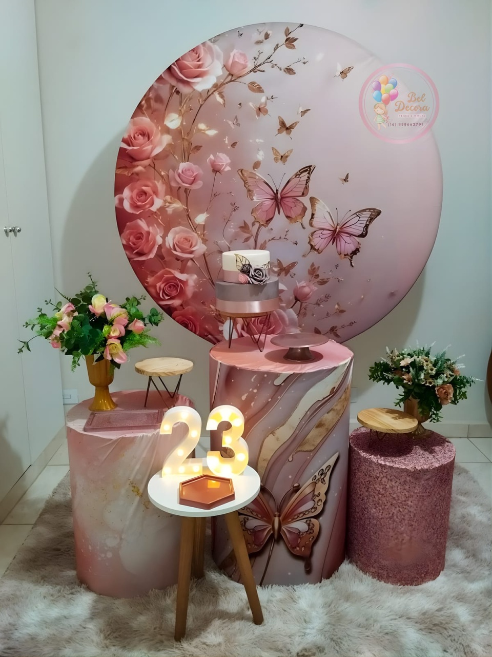 Kit Borboleta Rosé - Bel Decora Pegue e Monte