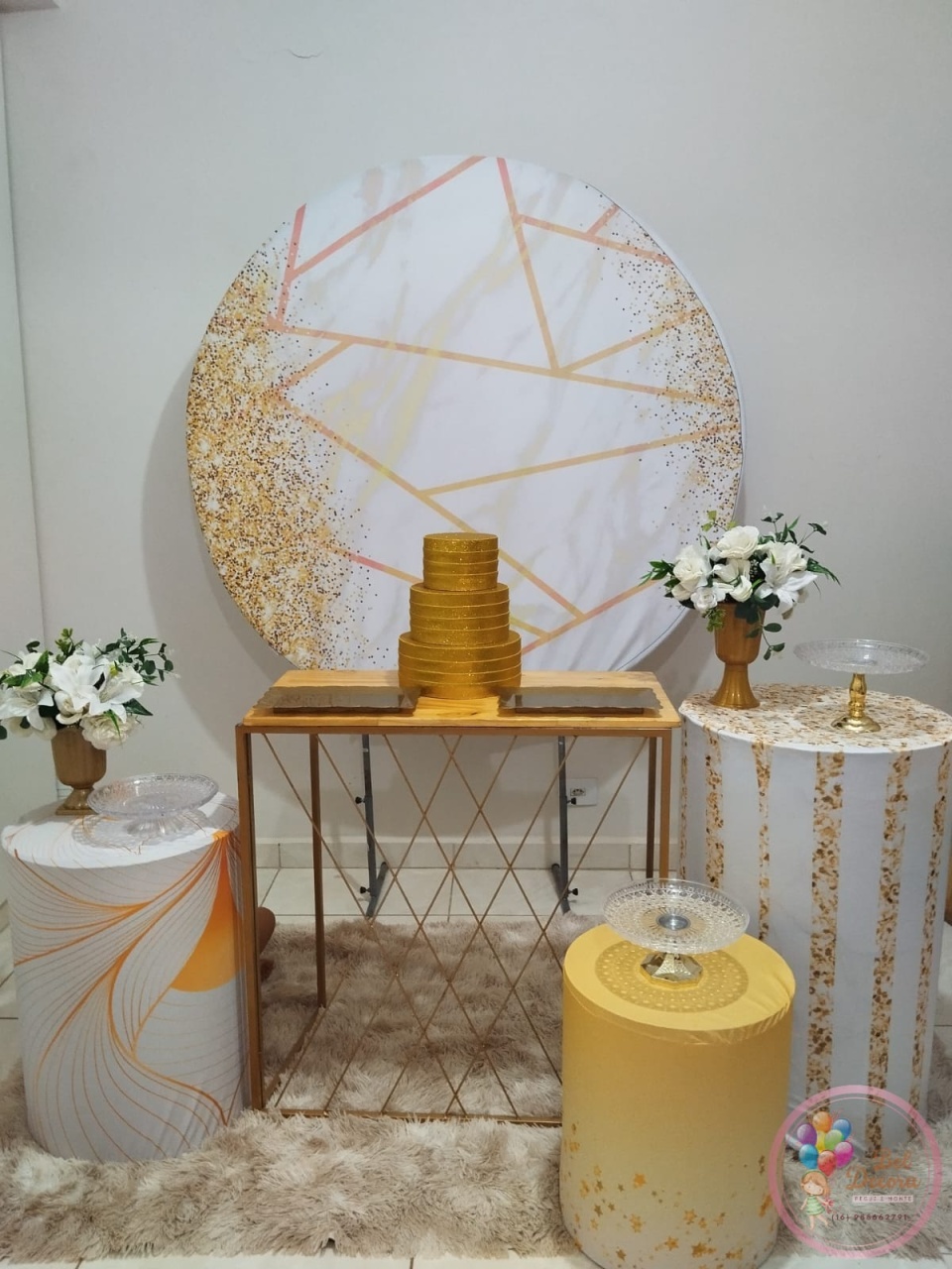 Kit Casamento/Noivado Gliter Dourado - Bel Decora Pegue e Monte