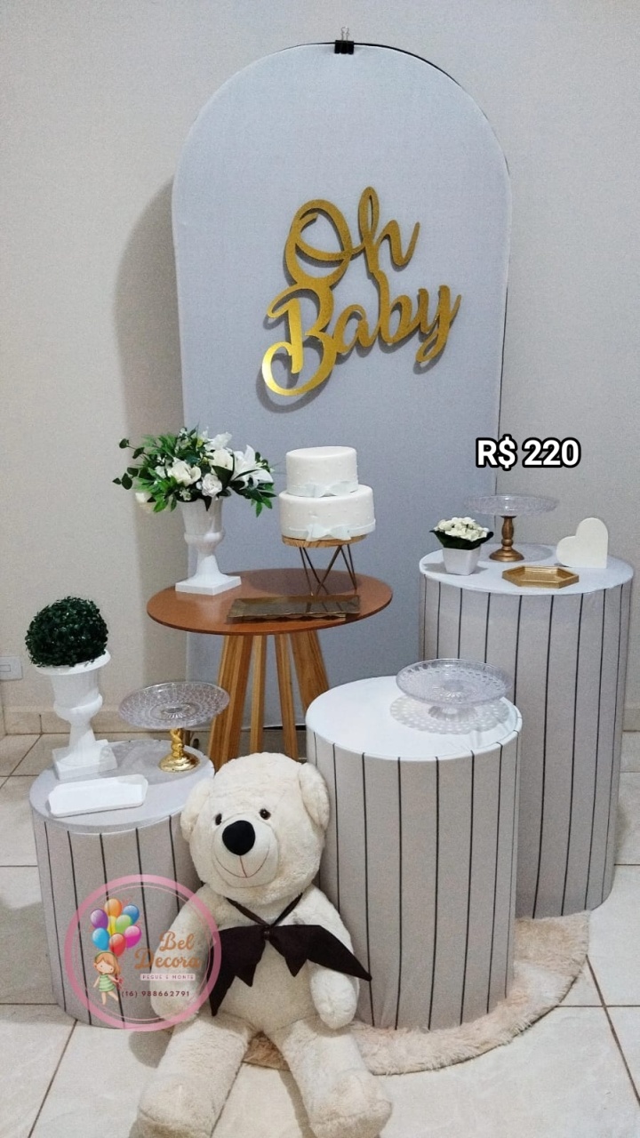 Chá de Bebê Branco - Bel Decora Pegue e Monte