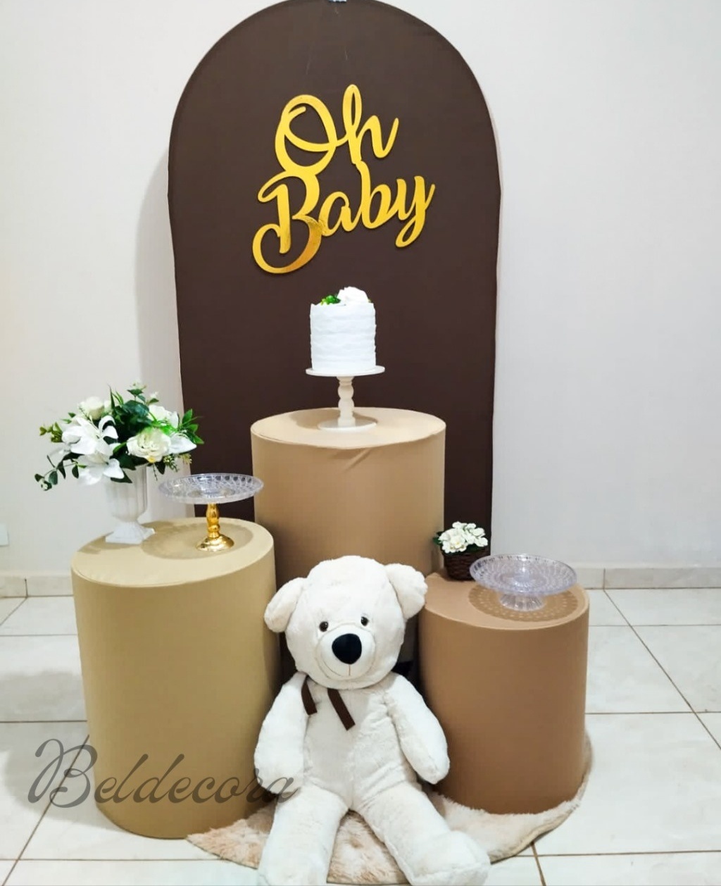 Chá de Bebê Oh Baby Marrom - Bel Decora Pegue e Monte