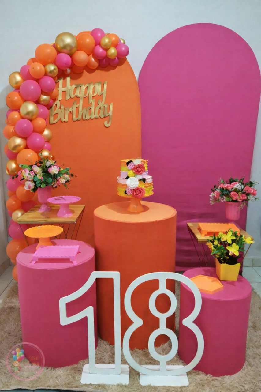 Painel Romano Duplo Rosa Pinl/Laranja - Bel Decora Pegue e Monte