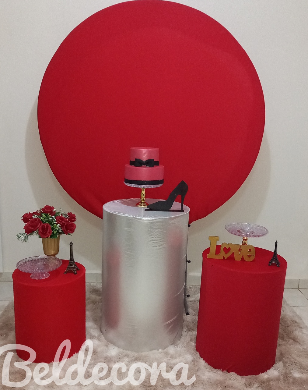 Vermelho Com Prata Bronze - Bel Decora Pegue e Monte
