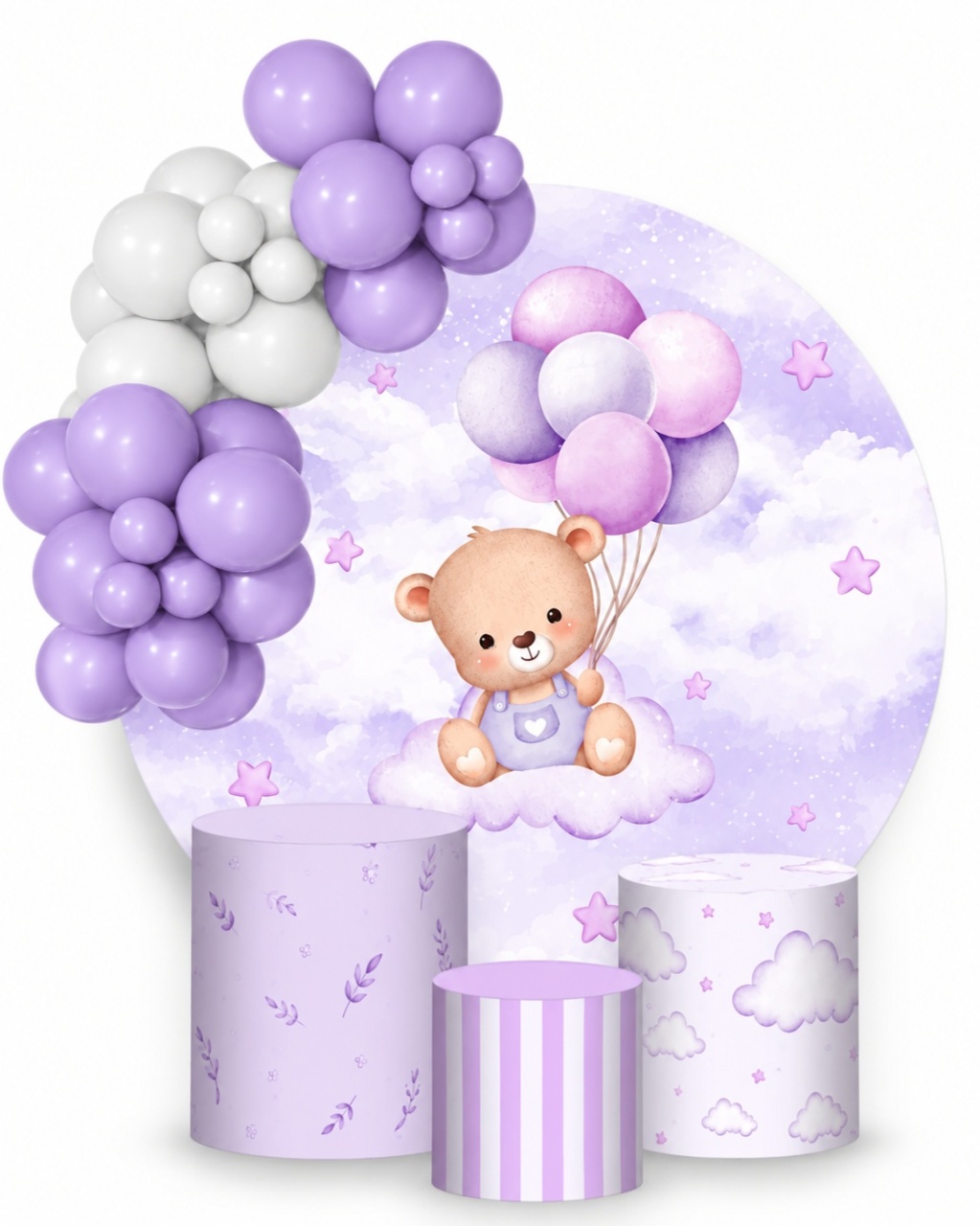 Kit Pegue E Monte Ursa Baloeira Lilas - KC Artigos para Festas e Decorações 