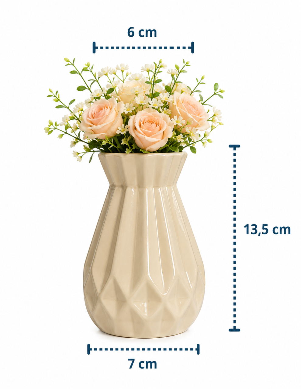 Vaso C/ Flor Frisado P - KC Artigos para Festas e Decorações 