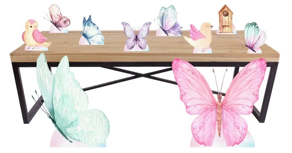 Displays Borboleta Mdf Aquarela - KC Artigos para Festas e Decorações 
