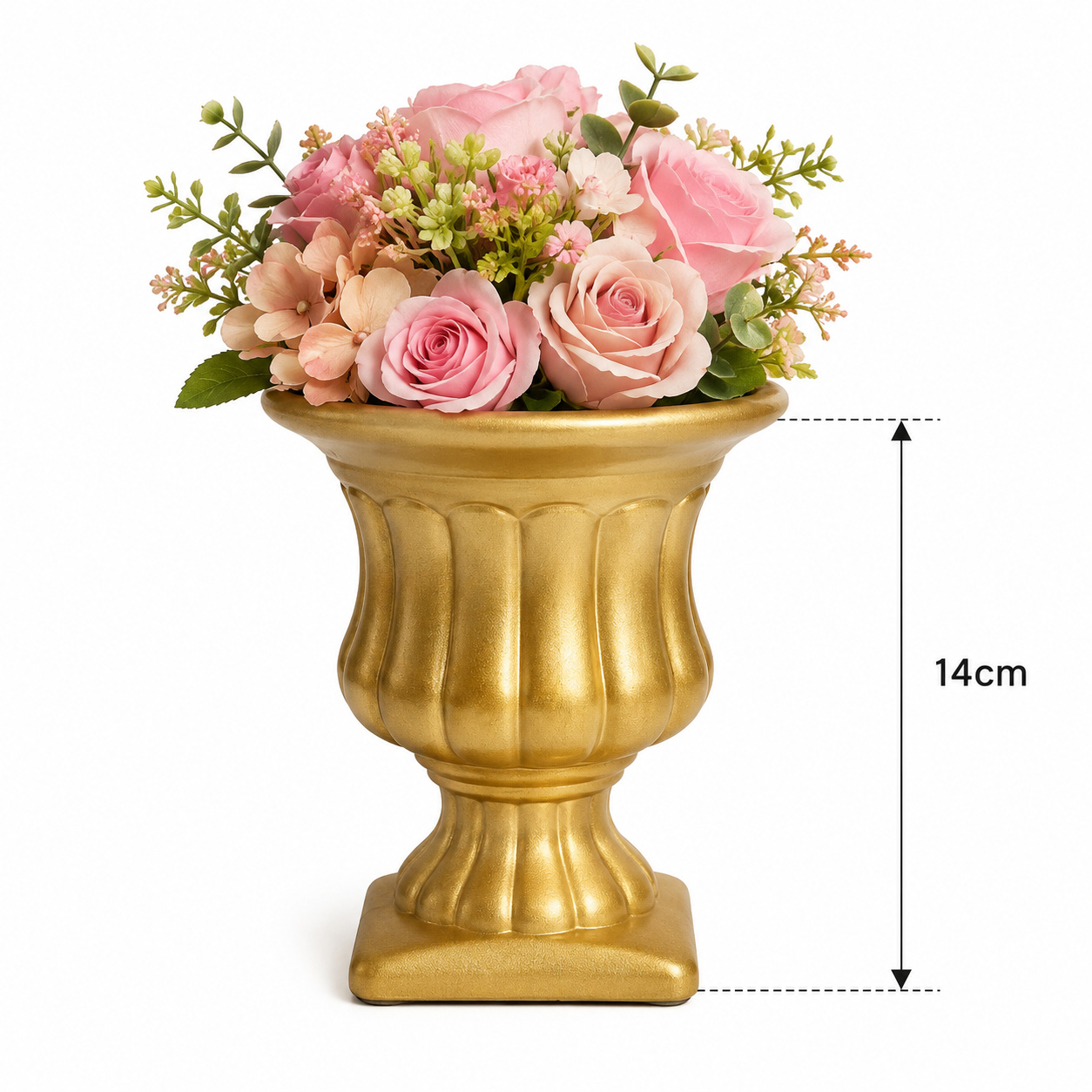 Vaso Cerâmica Dourado P C/Flor - KC Artigos para Festas e Decorações 