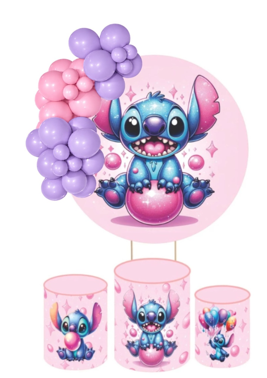 Kit Pegue E Monte Stitch Rosa - KC Artigos para Festas e Decorações 