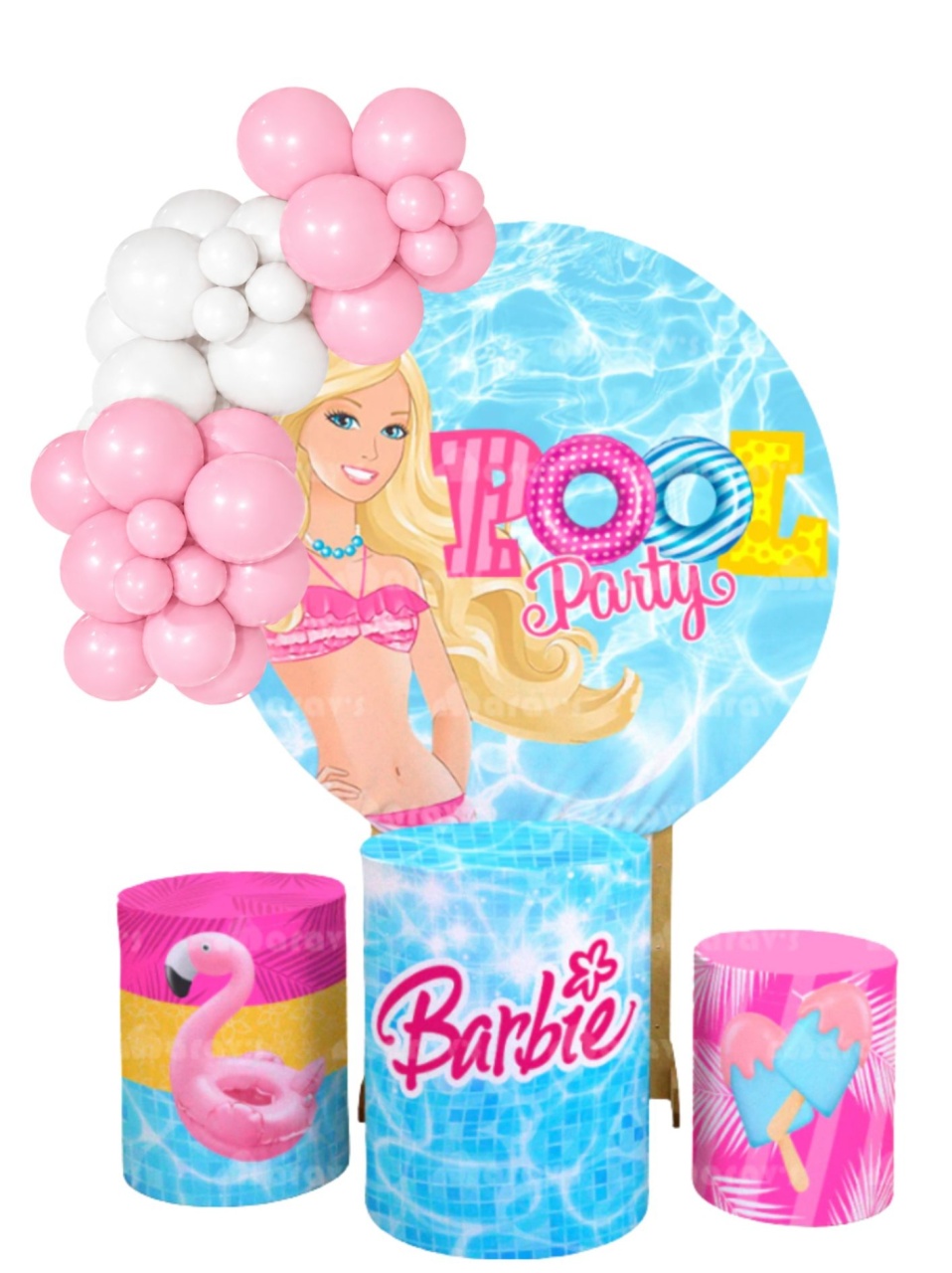Kit Pegue E Monte Barbie Pool Party - KC Artigos para Festas e Decorações 