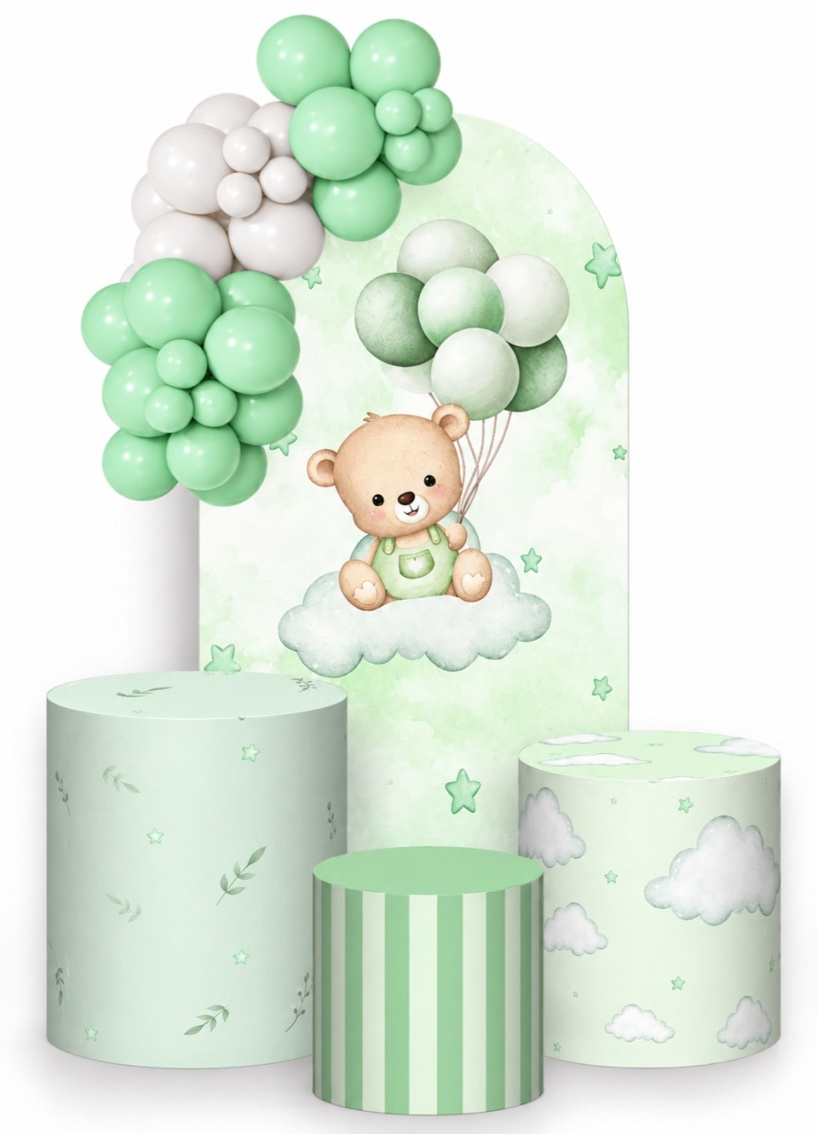 Kit Pegue E Monte Urso Baloeiro Verde - KC Artigos para Festas e Decorações 