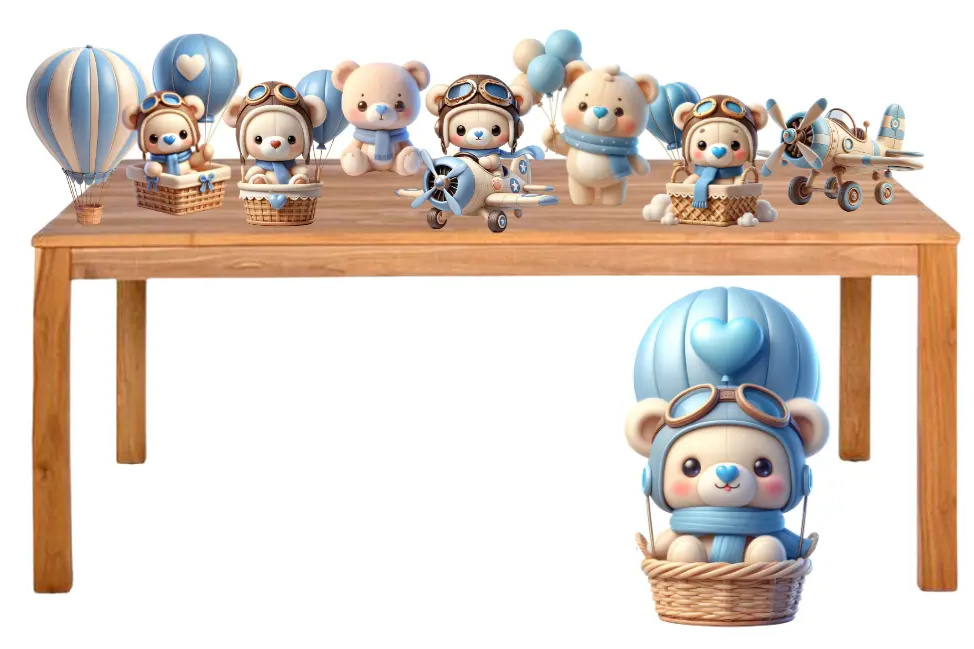 Displays Urso Baloeiro Azul Mdf - KC Artigos para Festas e Decorações 