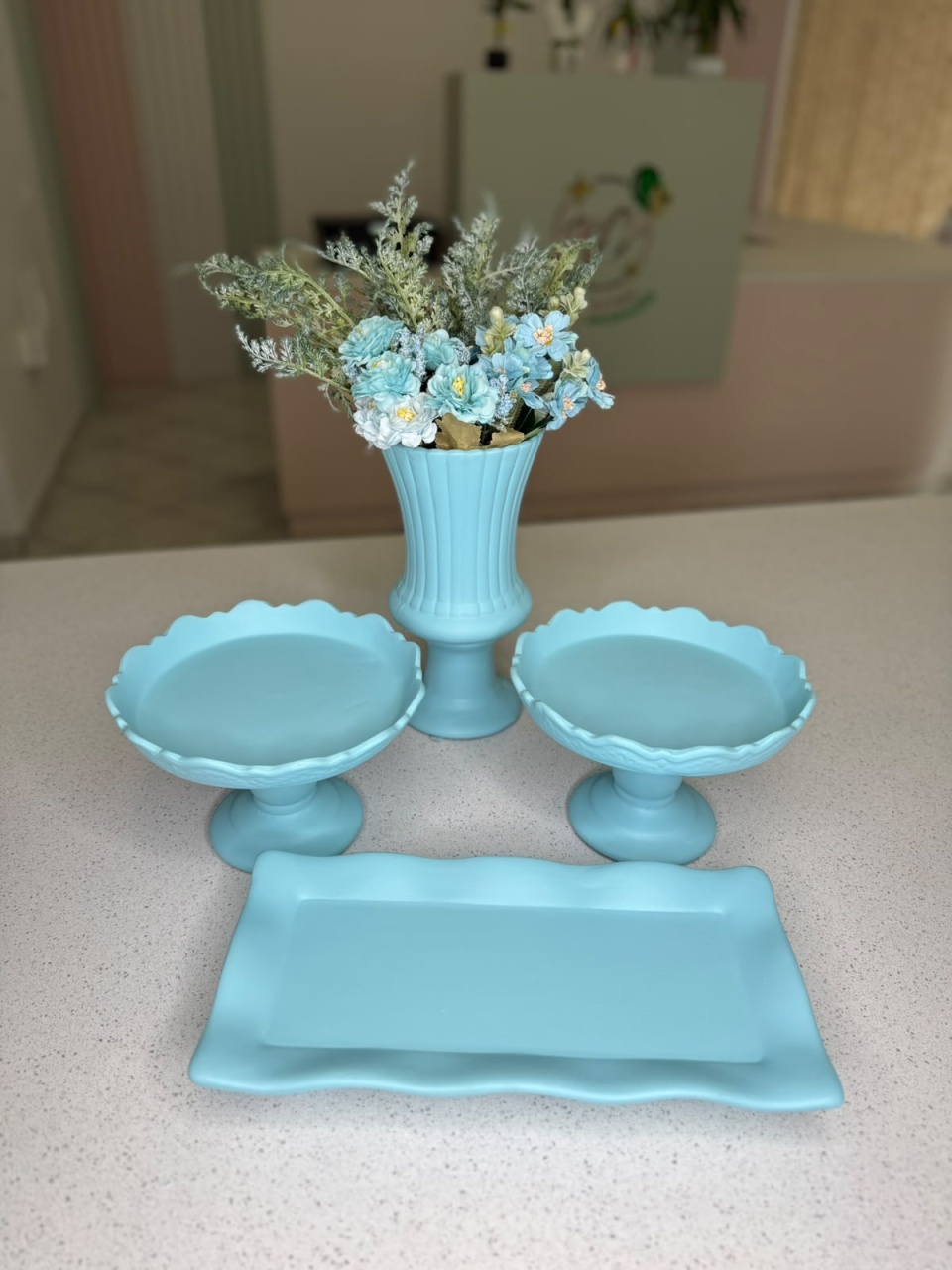Kit Provençal Cerâmica Azul Claro - KC Artigos para Festas e Decorações 
