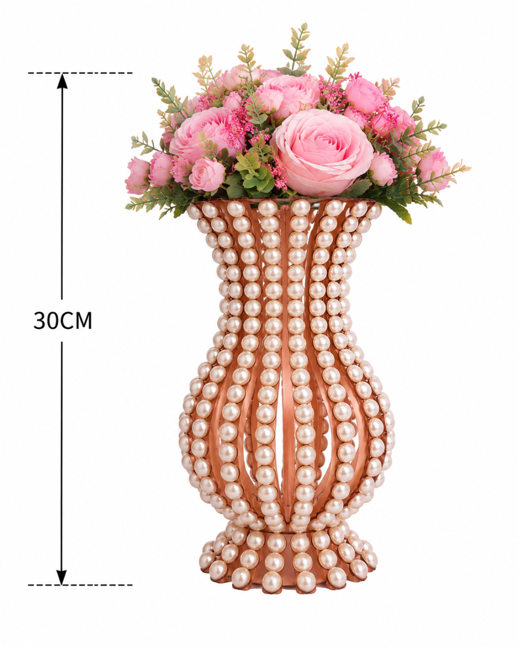 Vaso C/ Flor Perola M - KC Artigos para Festas e Decorações 