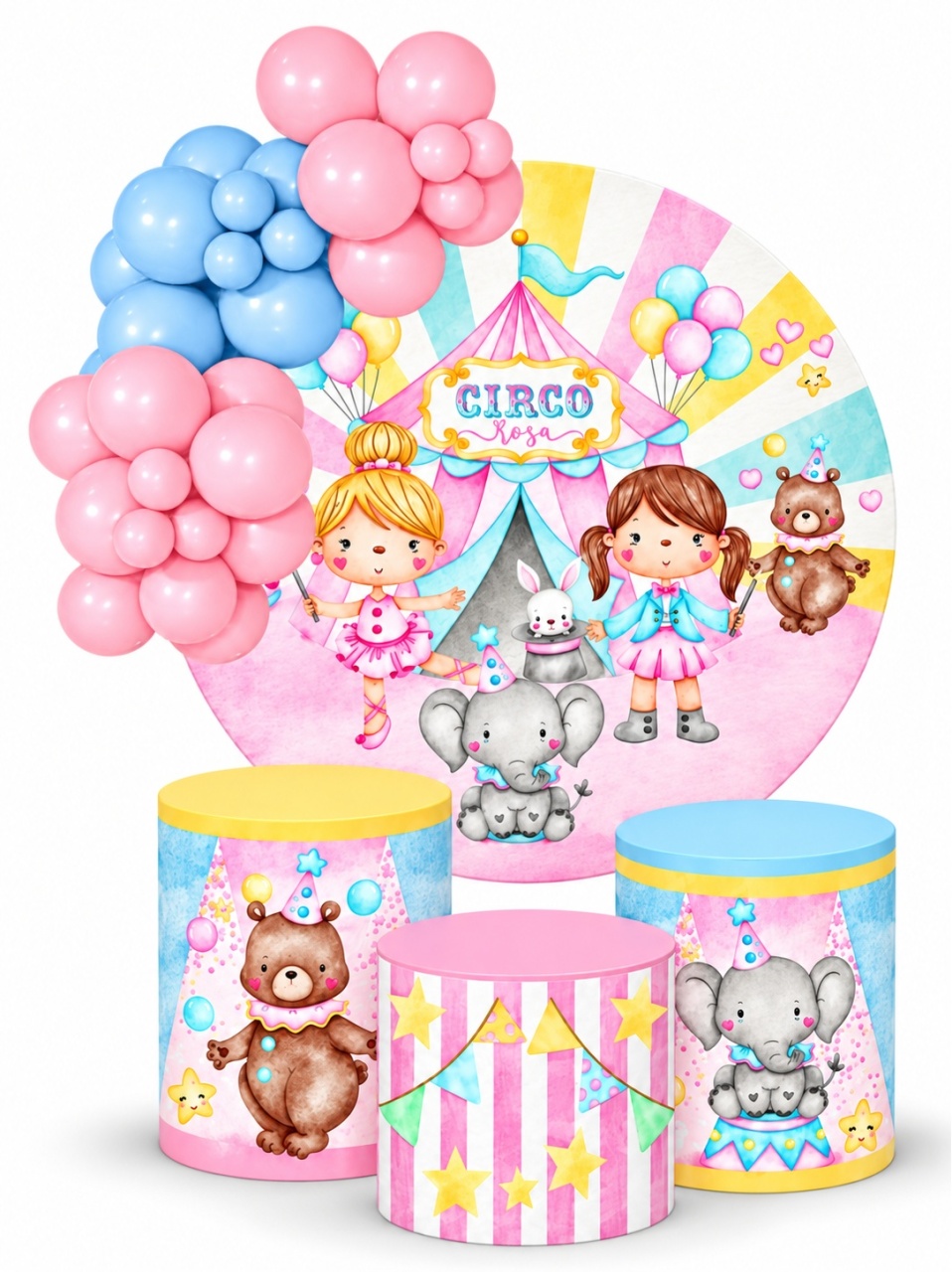 Kit Pegue E Monte Circo Rosa - KC Artigos para Festas e Decorações 