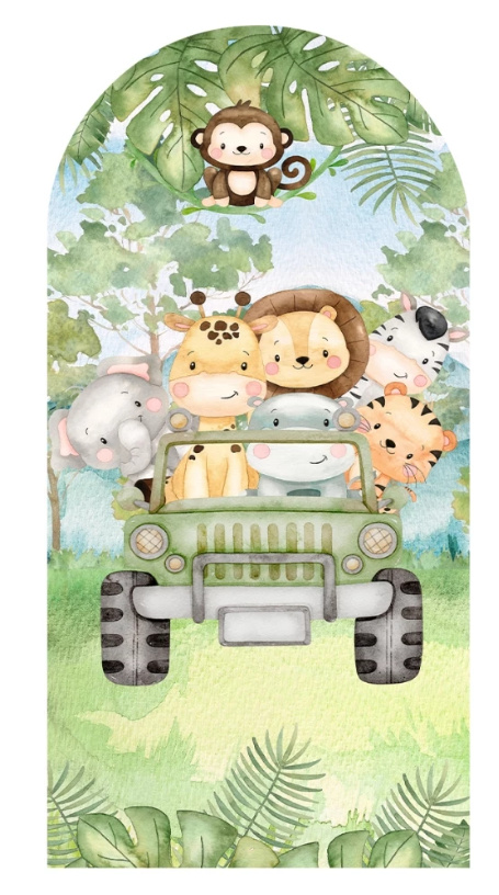 Capa Painel Romano 2X1 Safari - KC Artigos para Festas e Decorações 