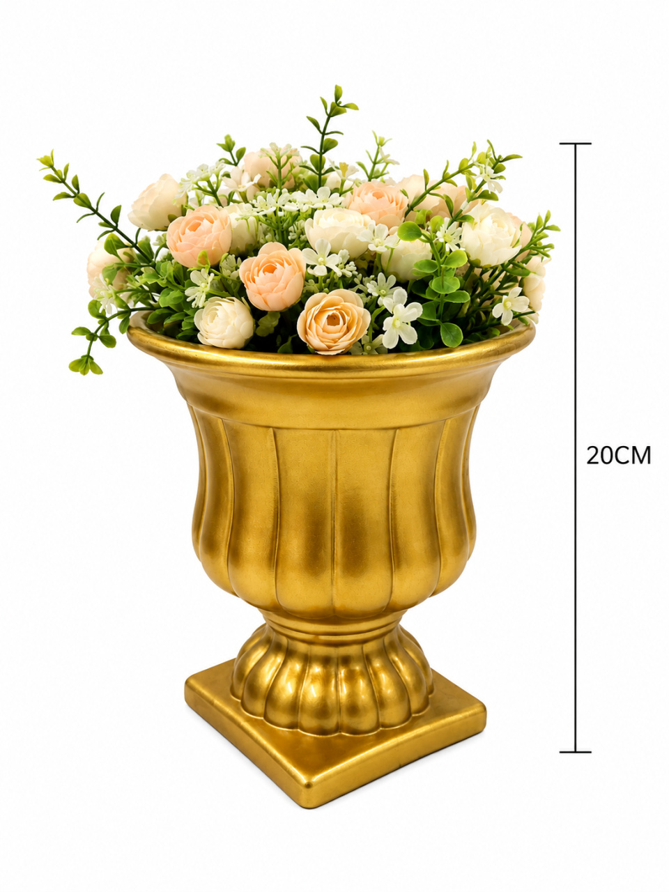 Vaso Cerâmica Dourado M C/Flor - KC Artigos para Festas e Decorações 