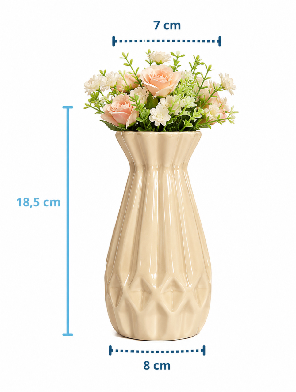 Vaso C/ Flor Frisado M - KC Artigos para Festas e Decorações 