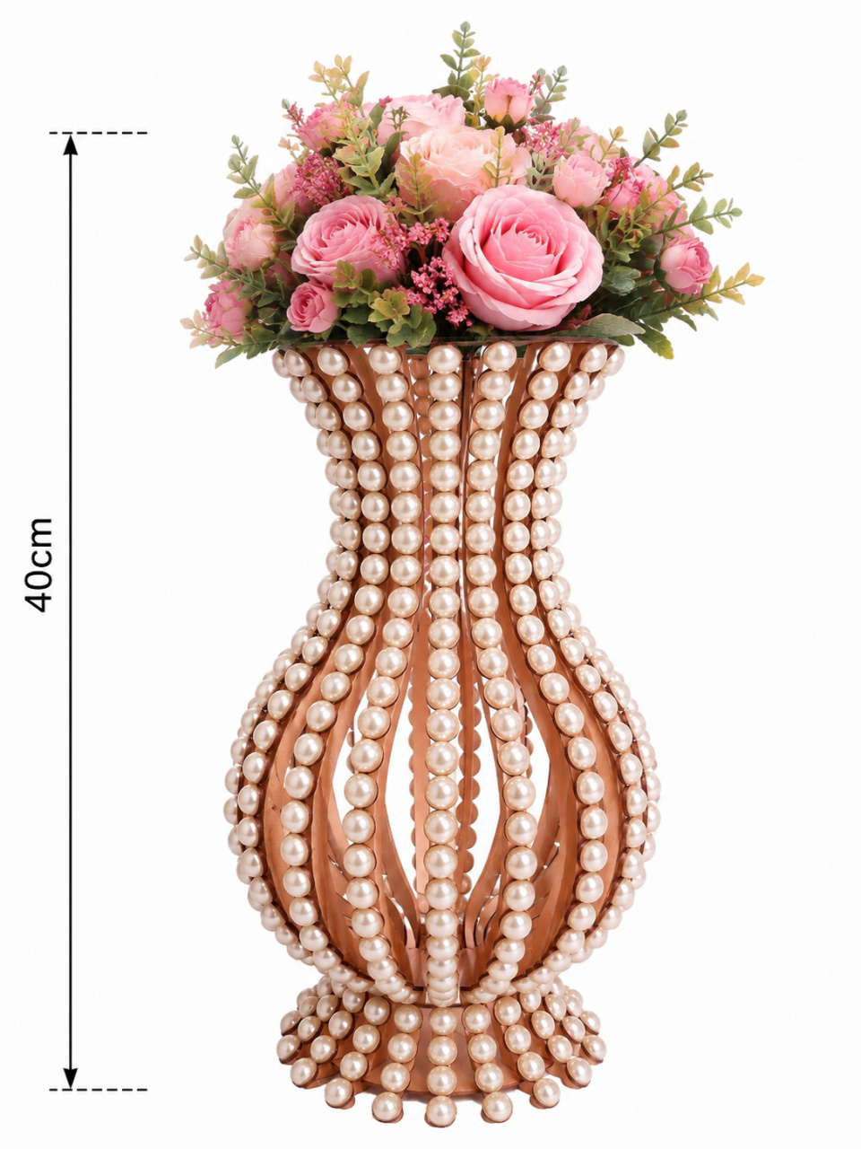 Vaso C/ Flor Perola G - KC Artigos para Festas e Decorações 
