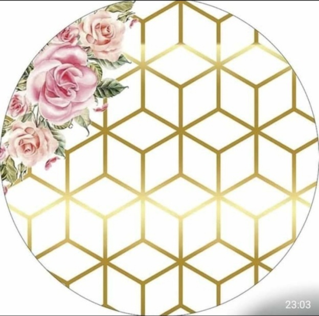 Branco Geométrico C/ Flores 50Cm - Mimi Decorações