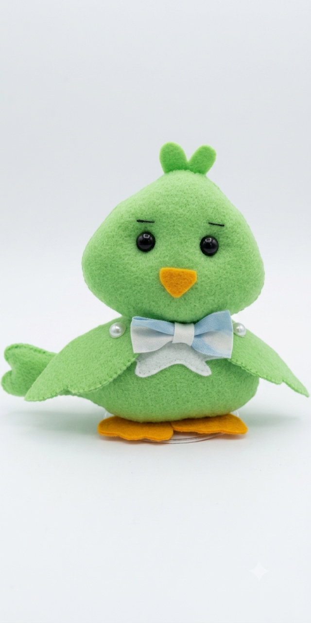 Passarinho Verde de Feltro - Mimi Decorações