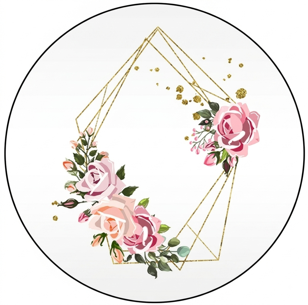 Geométrico Com Flores 50.Cm - Mimi Decorações