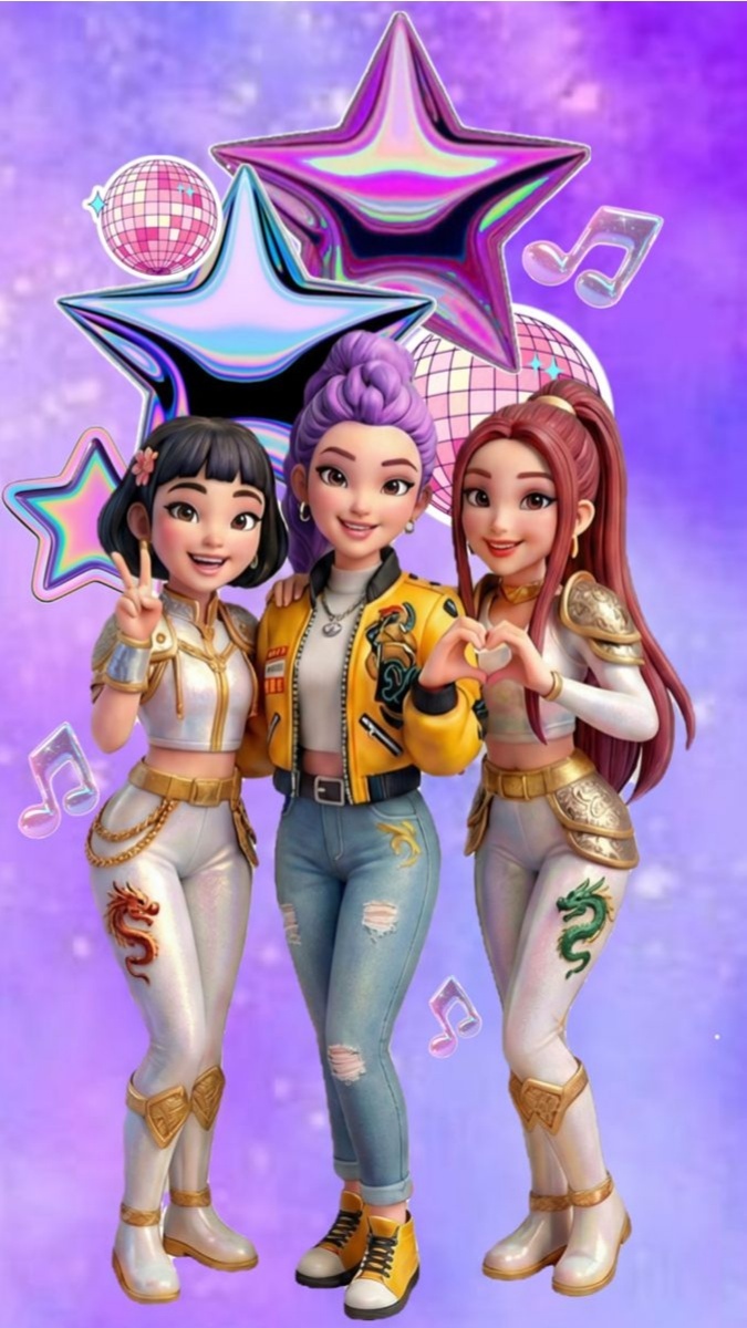 Painel Retangular Guerreiras K-Pop - Mimi Decorações