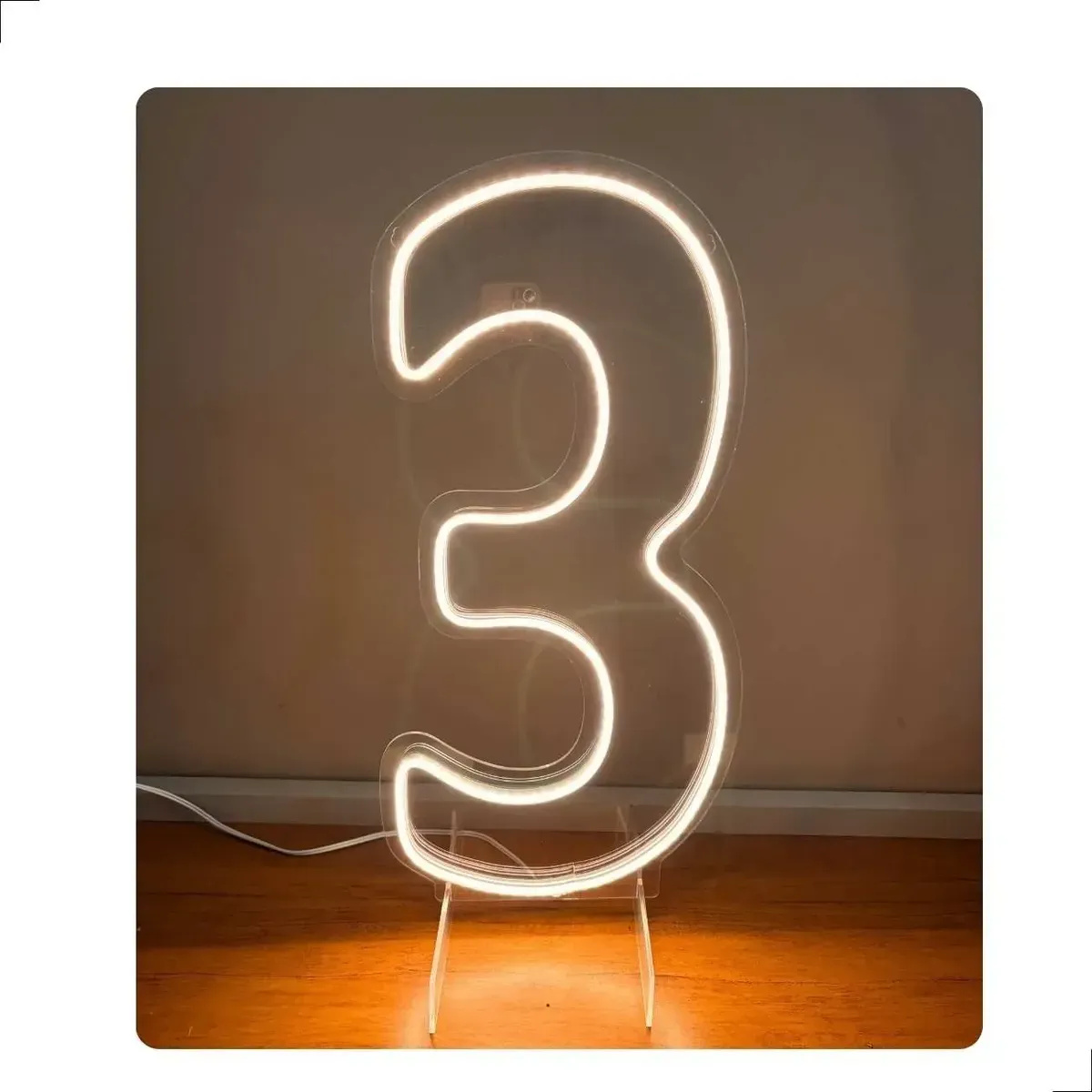 Numero 3 50X25Cm Cor Branco Quente - EIDY DECORACOES