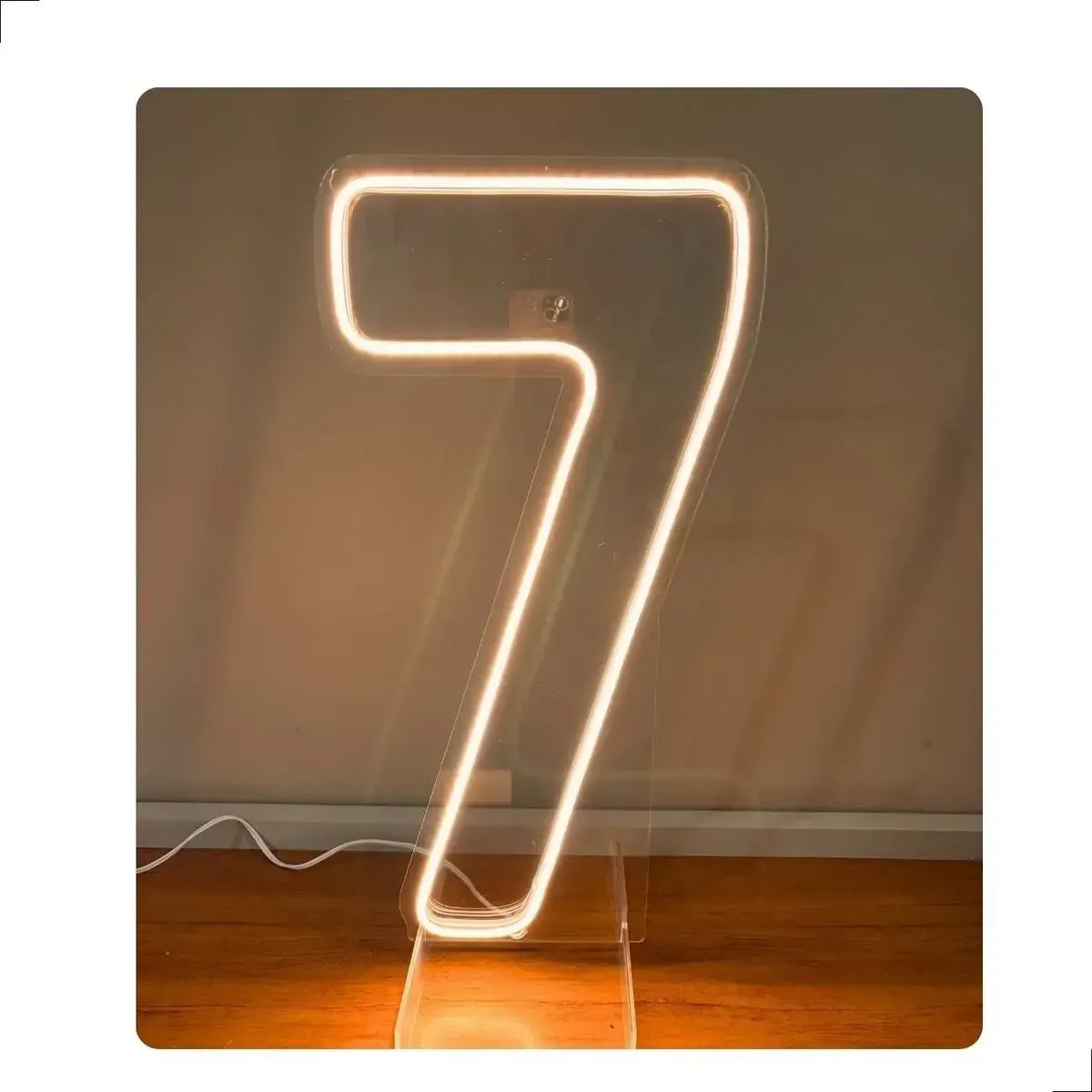 Numero 7 50X25Cm Cor Branco Quente - EIDY DECORACOES