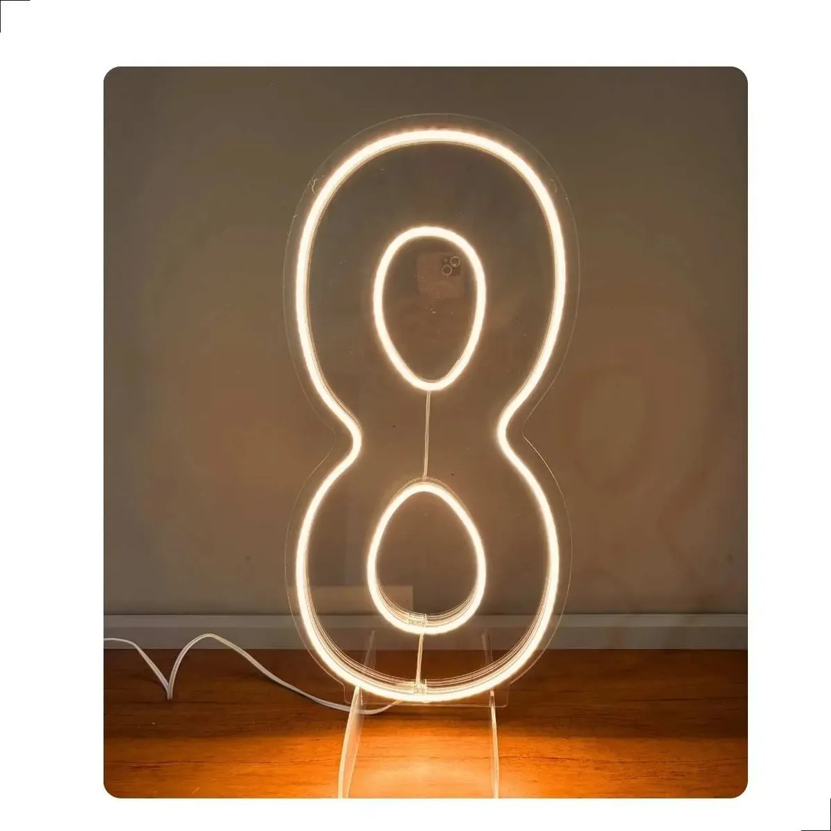 Numero 8 50X25Cm Cor Branco Quente - EIDY DECORACOES